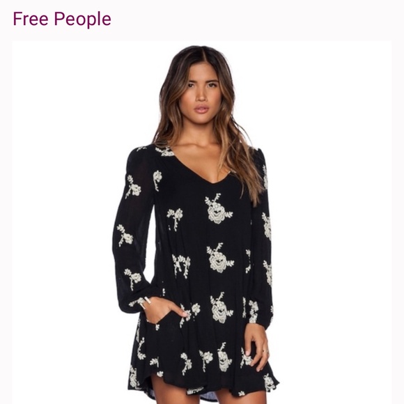 Free People -  Black Embroidered Austin Dress - Picture 4 of 9